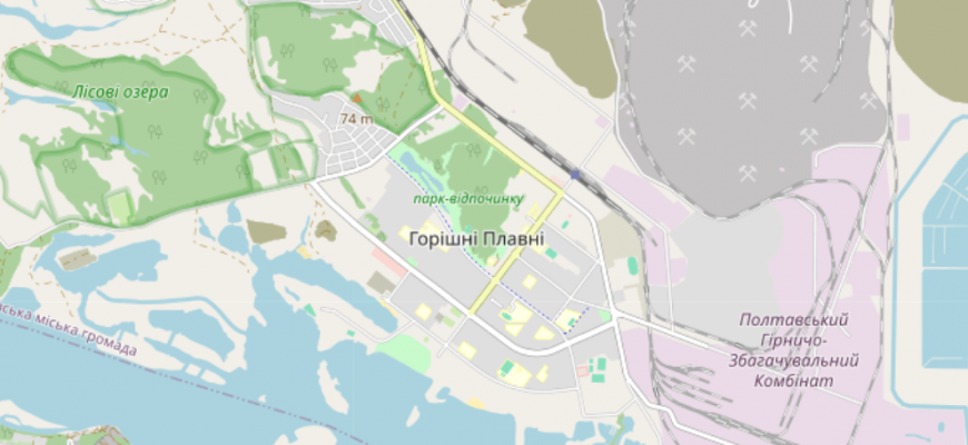 Мапа міста Горішні Плавні